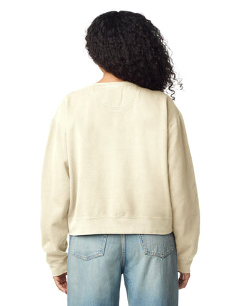 Pretreated Comfort Colors 1566L Women's Mid-Length Crewneck Sweatshirt - Ivory - Back