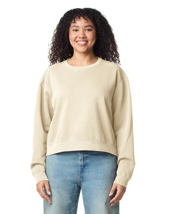 Pretreated Comfort Colors 1566L Women's Mid-Length Crewneck Sweatshirt - Ivory