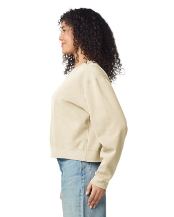 Pretreated Comfort Colors 1566L Women's Mid-Length Crewneck Sweatshirt - Ivory - Side