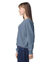 Pretreated Comfort Colors 1566L Women's Mid-Length Crewneck Sweatshirt - Blue Jean - Side