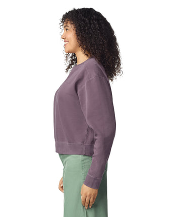 Pretreated Comfort Colors 1566L Women's Mid-Length Crewneck Sweatshirt - Dusk - Side