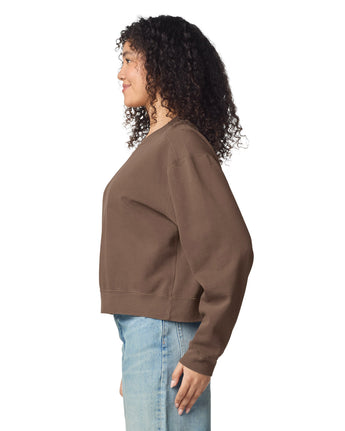 Pretreated Comfort Colors 1566L Women's Mid-Length Crewneck Sweatshirt - Espresso - Side