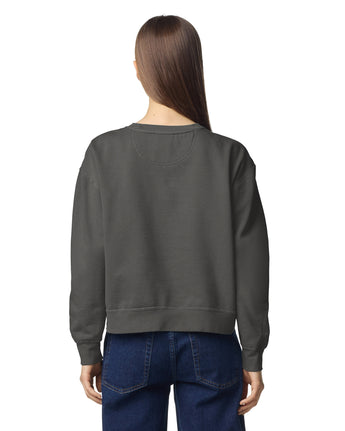 Pretreated Comfort Colors 1566L Women's Mid-Length Crewneck Sweatshirt - Pepper - Back