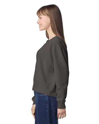 Pretreated Comfort Colors 1566L Women's Mid-Length Crewneck Sweatshirt - Pepper - Side
