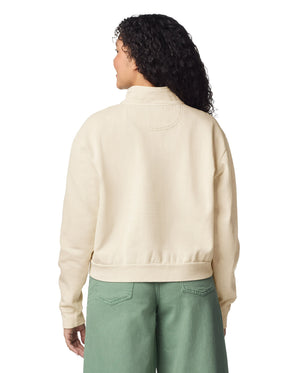 Pretreated Comfort Colors 1580L Women's Mid-Length 1/4 Zip Sweatshirt - Ivory - Back