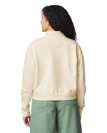 Pretreated Comfort Colors 1580L Women's Mid-Length 1/4 Zip Sweatshirt - Ivory - Back