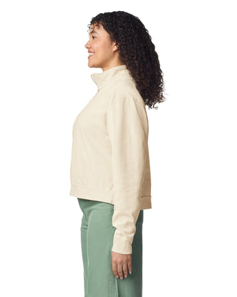 Pretreated Comfort Colors 1580L Women's Mid-Length 1/4 Zip Sweatshirt - Ivory - Side