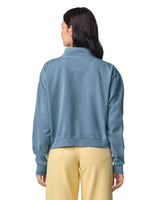 Pretreated Comfort Colors 1580L Women's Mid-Length 1/4 Zip Sweatshirt - Blue Jean - Back
