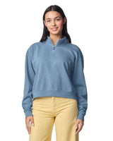Pretreated Comfort Colors 1580L Women's Mid-Length 1/4 Zip Sweatshirt - Blue Jean
