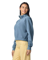 Pretreated Comfort Colors 1580L Women's Mid-Length 1/4 Zip Sweatshirt - Blue Jean - Side