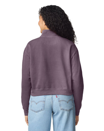Pretreated Comfort Colors 1580L Women's Mid-Length 1/4 Zip Sweatshirt - Dusk - Back