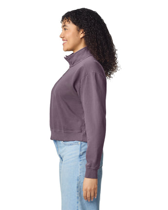 Pretreated Comfort Colors 1580L Women's Mid-Length 1/4 Zip Sweatshirt - Dusk - Side