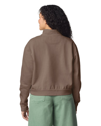 Pretreated Comfort Colors 1580L Women's Mid-Length 1/4 Zip Sweatshirt - Espresso - Back
