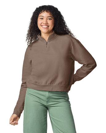 Pretreated Comfort Colors 1580L Women's Mid-Length 1/4 Zip Sweatshirt - Espresso