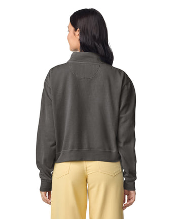 Pretreated Comfort Colors 1580L Women's Mid-Length 1/4 Zip Sweatshirt - Pepper - Back