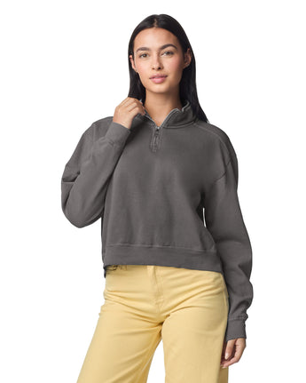 Pretreated Comfort Colors 1580L Women's Mid-Length 1/4 Zip Sweatshirt - Pepper