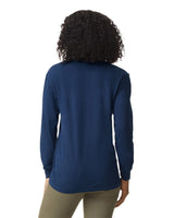 Pretreated Comfort Colors 4410 Heavyweight Adult Long Sleeve Pocket T-Shirt - True Navy - Back