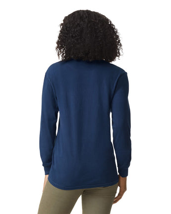 Pretreated Comfort Colors 4410 Heavyweight Adult Long Sleeve Pocket T-Shirt - True Navy - Back