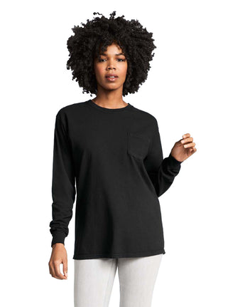 Pretreated Comfort Colors 4410 Heavyweight Adult Long Sleeve Pocket T-Shirt - Black