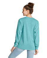 Pretreated Comfort Colors 4410 Heavyweight Adult Long Sleeve Pocket T-Shirt - Chalky Mint - Back