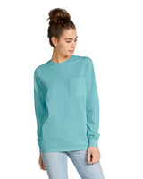 Pretreated Comfort Colors 4410 Heavyweight Adult Long Sleeve Pocket T-Shirt - Chalky Mint