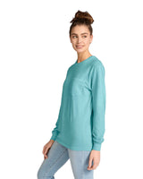 Pretreated Comfort Colors 4410 Heavyweight Adult Long Sleeve Pocket T-Shirt - Chalky Mint - Side