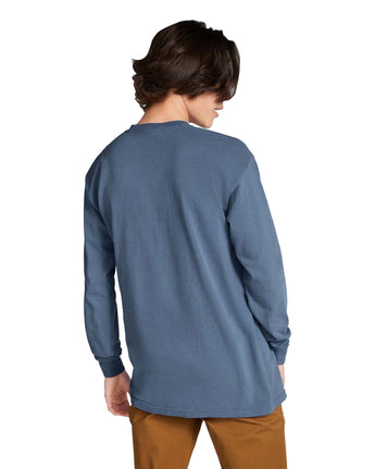 Pretreated Comfort Colors 4410 Heavyweight Adult Long Sleeve Pocket T-Shirt - Denim - Back