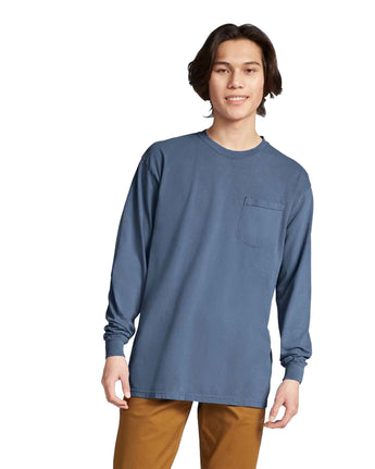 Pretreated Comfort Colors 4410 Heavyweight Adult Long Sleeve Pocket T-Shirt - Denim