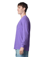 Pretreated Comfort Colors 4410 Heavyweight Adult Long Sleeve Pocket T-Shirt - Violet - Side