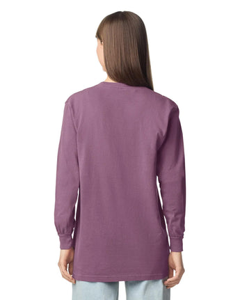 Pretreated Comfort Colors 4410 Heavyweight Adult Long Sleeve Pocket T-Shirt - Berry - Back