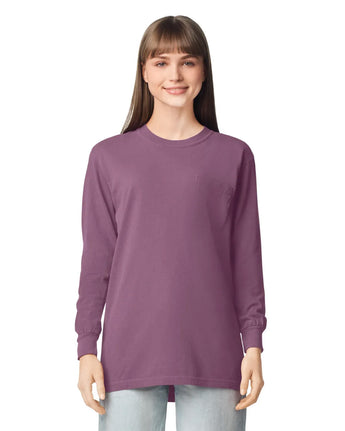 Pretreated Comfort Colors 4410 Heavyweight Adult Long Sleeve Pocket T-Shirt - Berry