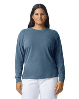 Pretreated Comfort Colors 4410 Heavyweight Adult Long Sleeve Pocket T-Shirt - Blue Jean