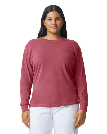 Pretreated Comfort Colors 4410 Heavyweight Adult Long Sleeve Pocket T-Shirt - Brick