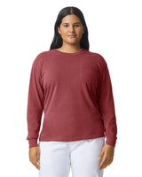 Pretreated Comfort Colors 4410 Heavyweight Adult Long Sleeve Pocket T-Shirt - Crimson