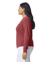 Pretreated Comfort Colors 4410 Heavyweight Adult Long Sleeve Pocket T-Shirt - Crimson - Side