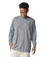 Pretreated Comfort Colors 4410 Heavyweight Adult Long Sleeve Pocket T-Shirt - Granite