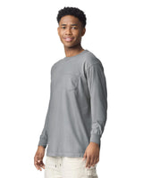 Pretreated Comfort Colors 4410 Heavyweight Adult Long Sleeve Pocket T-Shirt - Granite - Side