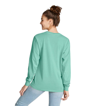 Pretreated Comfort Colors 4410 Heavyweight Adult Long Sleeve Pocket T-Shirt - Island Reef - Back