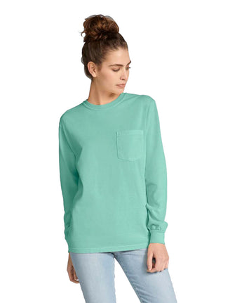 Pretreated Comfort Colors 4410 Heavyweight Adult Long Sleeve Pocket T-Shirt - Island Reef