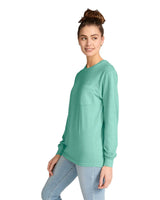 Pretreated Comfort Colors 4410 Heavyweight Adult Long Sleeve Pocket T-Shirt - Island Reef - Side