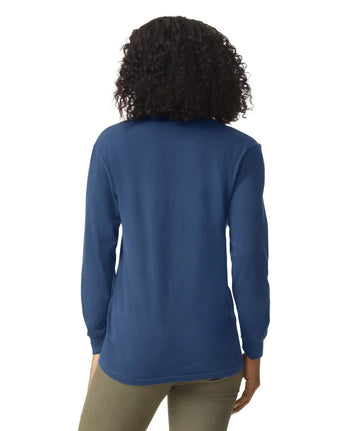 Pretreated Comfort Colors 4410 Heavyweight Adult Long Sleeve Pocket T-Shirt - Midnight - Back