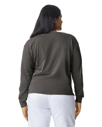 Pretreated Comfort Colors 4410 Heavyweight Adult Long Sleeve Pocket T-Shirt - Pepper - Back