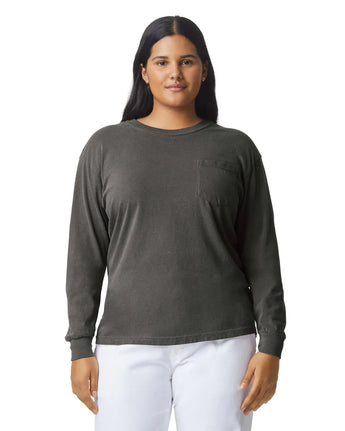 Pretreated Comfort Colors 4410 Heavyweight Adult Long Sleeve Pocket T-Shirt - Pepper