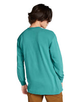 Pretreated Comfort Colors 4410 Heavyweight Adult Long Sleeve Pocket T-Shirt - Seafoam - Back