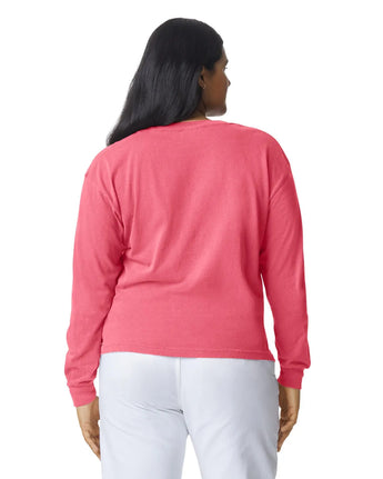 Pretreated Comfort Colors 4410 Heavyweight Adult Long Sleeve Pocket T-Shirt - Watermelon - Back
