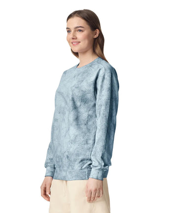 Pretreated Comfort Colors 1545 Color Blast Adult Crewneck Sweatshirt - Ocean - Side