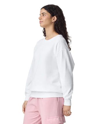 Pretreated Comfort Colors 1566 Adult Crewneck Sweatshirt - White - Side