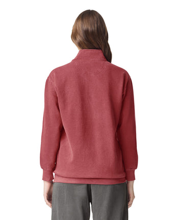 Pretreated Comfort Colors 1580 Adult 1/4 Zip Sweatshirt - Crimson - Back