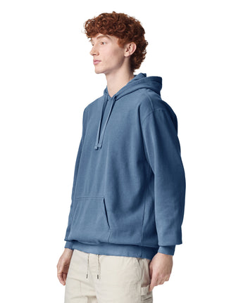 Pretreated Comfort Colors 1567 Adult Hooded Sweatshirt - Blue Jean - Side