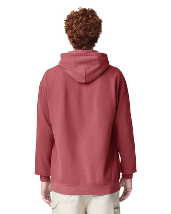 Pretreated Comfort Colors 1567 Adult Hooded Sweatshirt - Crimson - Back